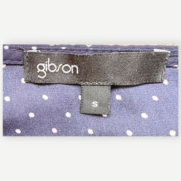 Gibson Navy Blue Polka Dot Tie Front Flowy Sleeveless V-Neck Tank Top. Small. - Picture 10 of 12